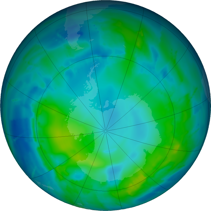 Antarctic ozone map for 09 May 2011